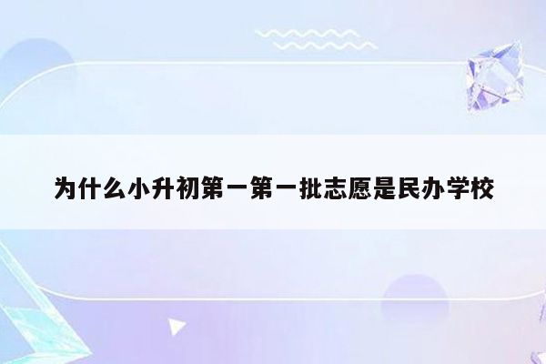 为什么小升初第一第一批志愿是民办学校