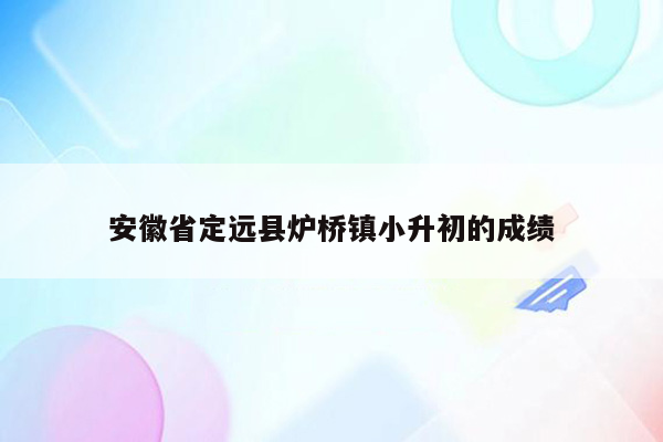 安徽省定远县炉桥镇小升初的成绩