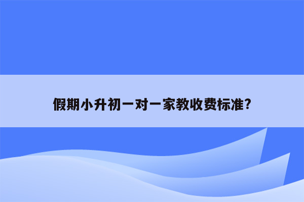 假期小升初一对一家教收费标准?