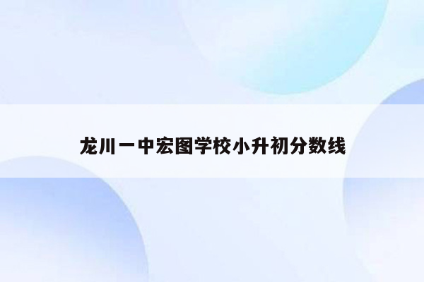 龙川一中宏图学校小升初分数线