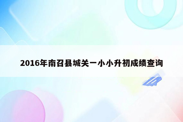 2016年南召县城关一小小升初成绩查询