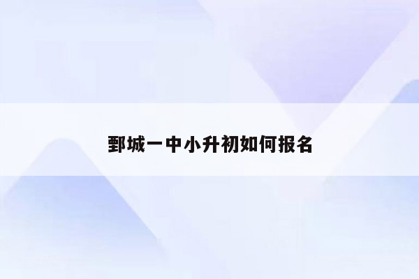 鄄城一中小升初如何报名