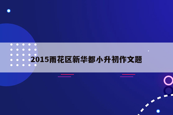 2015雨花区新华都小升初作文题