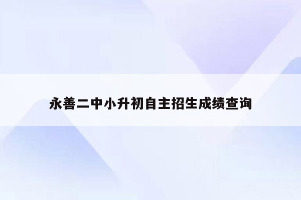 永善二中小升初自主招生成绩查询