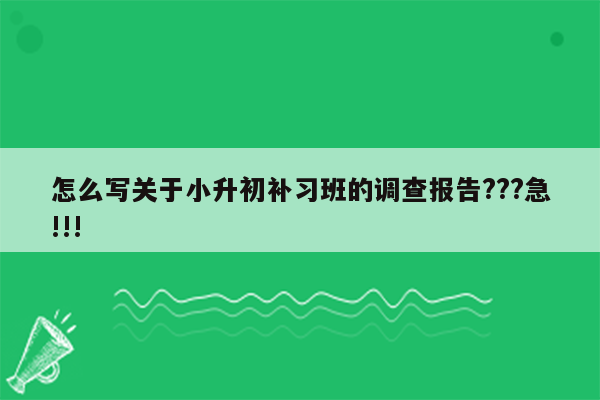 怎么写关于小升初补习班的调查报告???急!!!