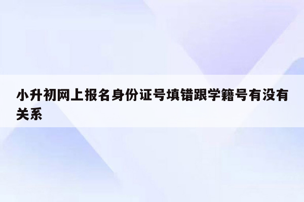 小升初网上报名身份证号填错跟学籍号有没有关系