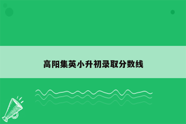 高阳集英小升初录取分数线