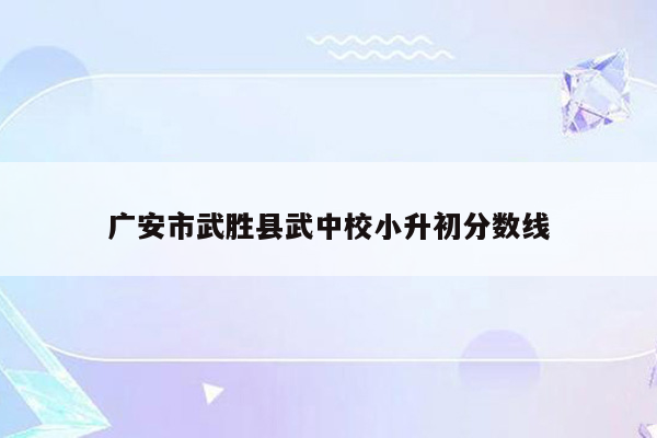 广安市武胜县武中校小升初分数线