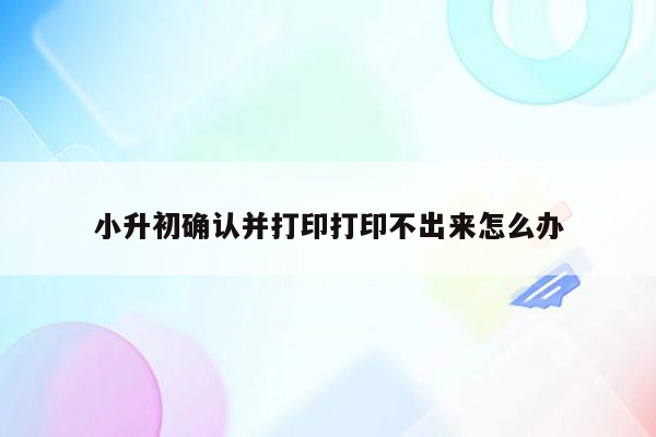 小升初确认并打印打印不出来怎么办