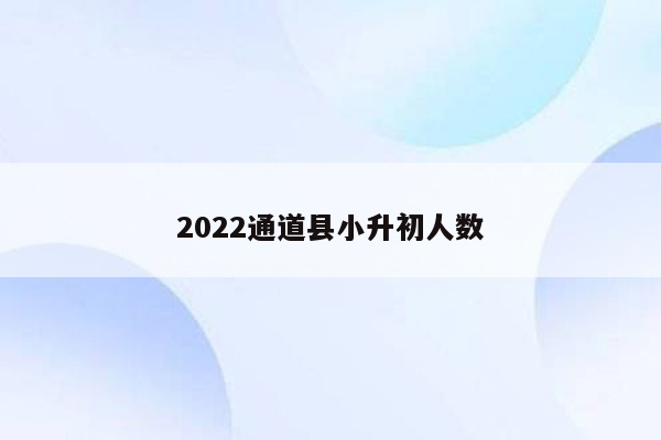 2022通道县小升初人数