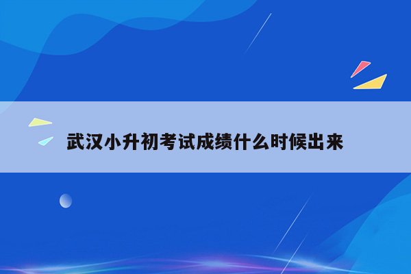 武汉小升初考试成绩什么时候出来