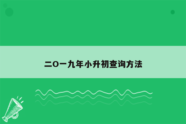 二O一九年小升初查询方法