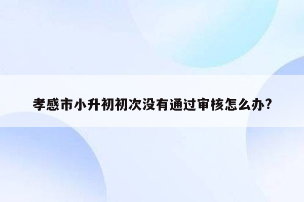 孝感市小升初初次没有通过审核怎么办?