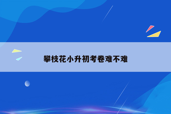 攀枝花小升初考卷难不难