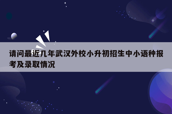 请问最近几年武汉外校小升初招生中小语种报考及录取情况