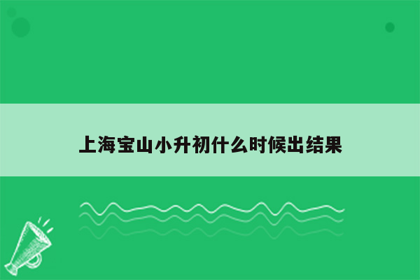 上海宝山小升初什么时候出结果