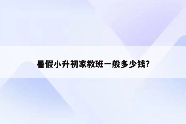 暑假小升初家教班一般多少钱?