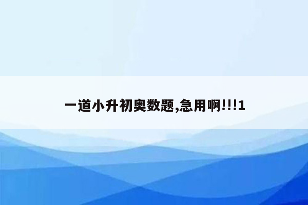 一道小升初奥数题,急用啊!!!1