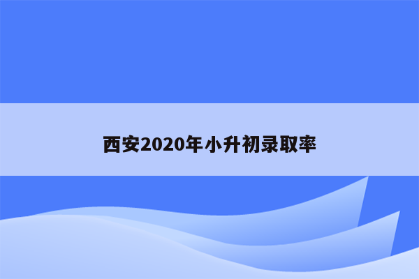 西安2020年小升初录取率