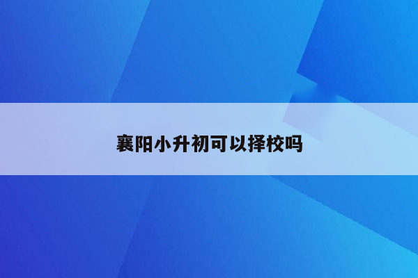 襄阳小升初可以择校吗