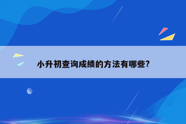 小升初查询成绩的方法有哪些?