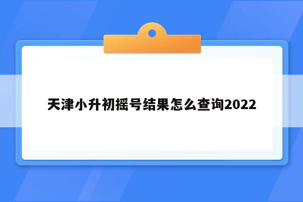 天津小升初摇号结果怎么查询2022