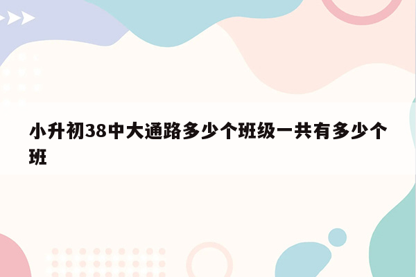 小升初38中大通路多少个班级一共有多少个班