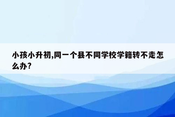 小孩小升初,同一个县不同学校学籍转不走怎么办?