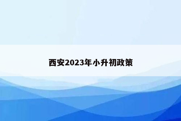 西安2023年小升初政策