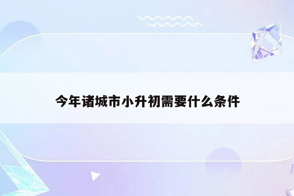 今年诸城市小升初需要什么条件