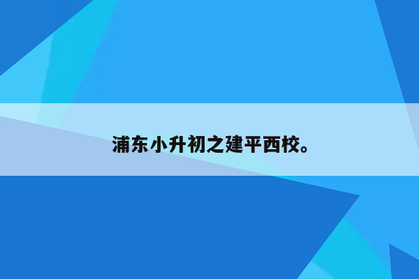 浦东小升初之建平西校。