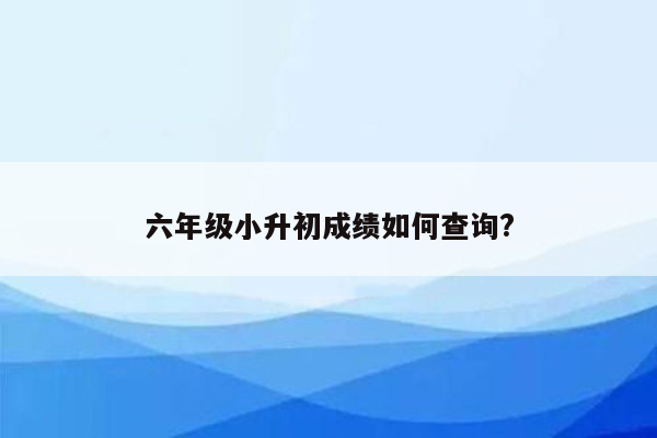 六年级小升初成绩如何查询?