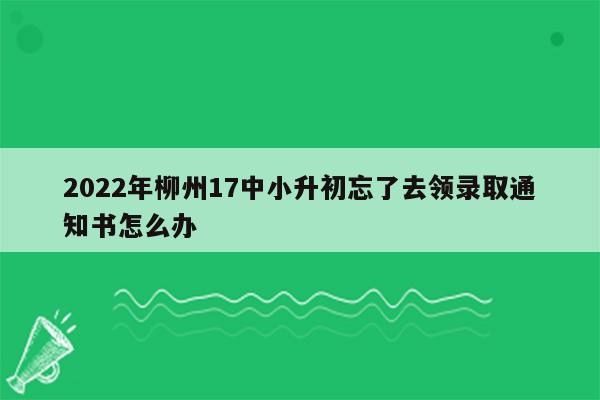 2022年柳州17中小升初忘了去领录取通知书怎么办