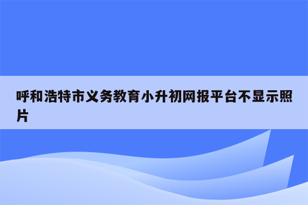 呼和浩特市义务教育小升初网报平台不显示照片