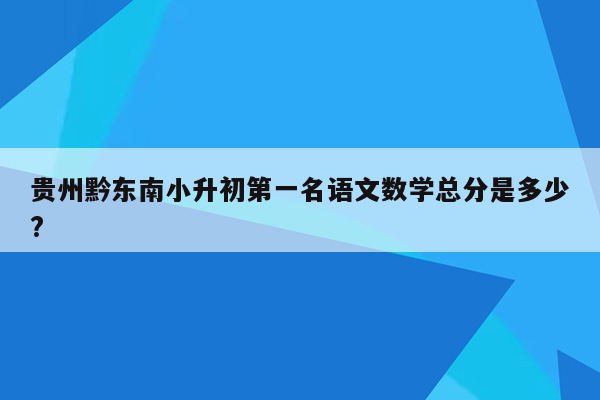 贵州黔东南小升初第一名语文数学总分是多少?