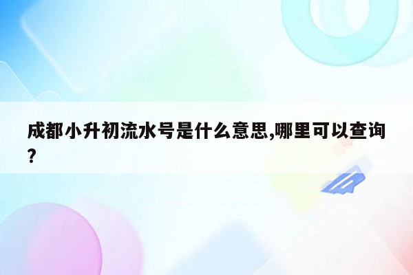 成都小升初流水号是什么意思,哪里可以查询?