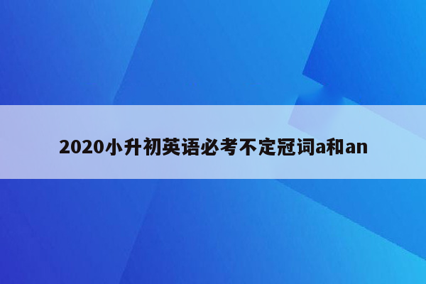 2020小升初英语必考不定冠词a和an