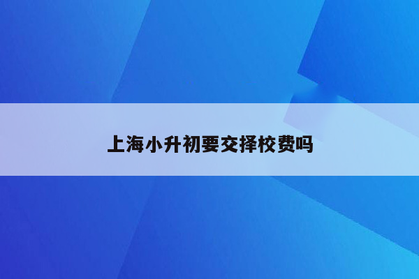 上海小升初要交择校费吗