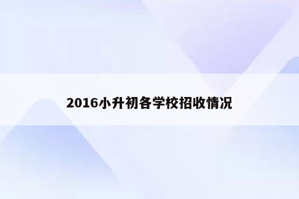 2016小升初各学校招收情况