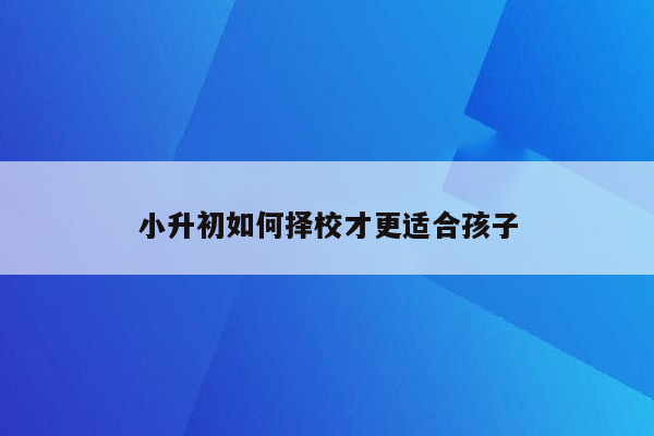 小升初如何择校才更适合孩子