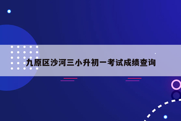 九原区沙河三小升初一考试成绩查询