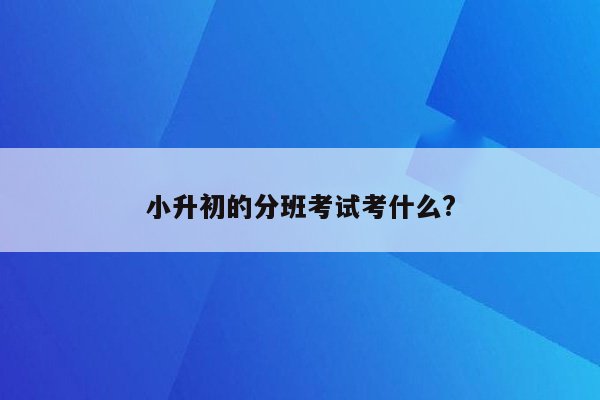 小升初的分班考试考什么?