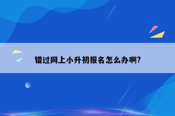 错过网上小升初报名怎么办啊?