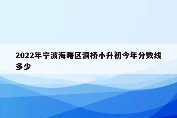 2022年宁波海曙区洞桥小升初今年分数线多少