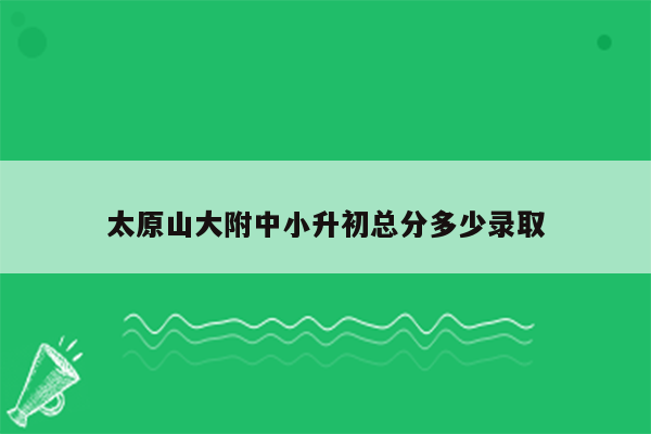 太原山大附中小升初总分多少录取