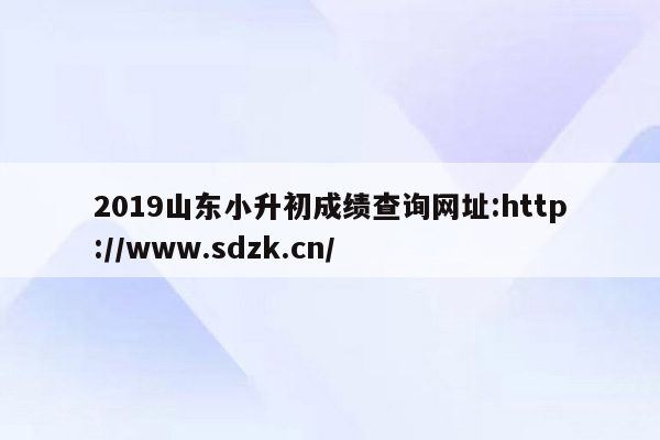 2019山东小升初成绩查询网址:http://www.sdzk.cn/