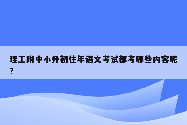 理工附中小升初往年语文考试都考哪些内容呢?