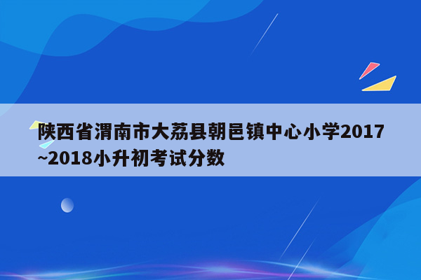 陕西省渭南市大荔县朝邑镇中心小学2017~2018小升初考试分数