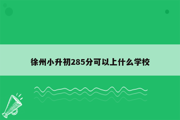 徐州小升初285分可以上什么学校