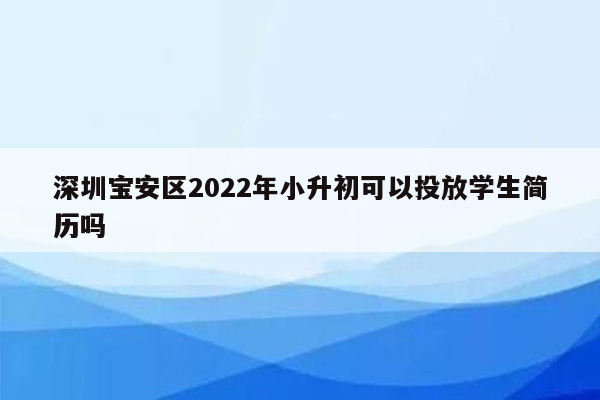 深圳宝安区2022年小升初可以投放学生简历吗